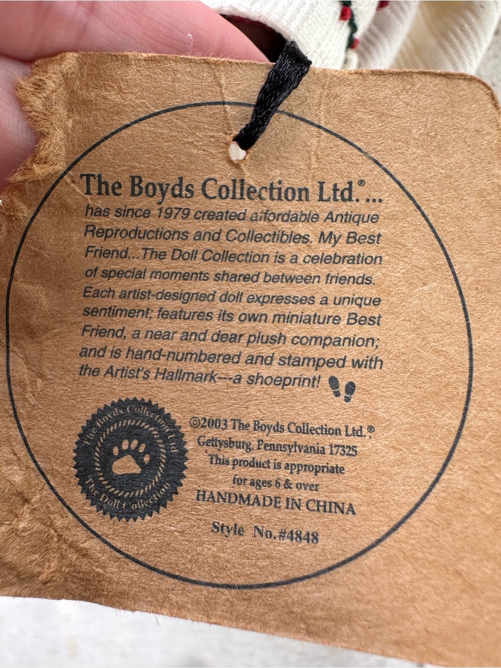Porcelain Collectible Doll 2003 Boyds Bear My Best Friend Wendy - Picture 3 of 3